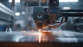 industrial 3D printer creating a prototype object with precision laser technology in a modern manufacturing environment Royalty Free Stock Photo