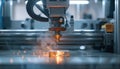 industrial 3D printer creating a prototype object with precision laser technology in a modern manufacturing environment Royalty Free Stock Photo