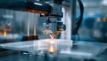 industrial 3D printer creating a prototype object with precision laser technology in a modern manufacturing environment Royalty Free Stock Photo