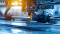 industrial 3D printer creating a prototype object with precision laser technology in a modern manufacturing environment Royalty Free Stock Photo
