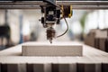 Industrial 3d printer creating structured layers on a rectangular block in a modern workshop environment with precise engineering Royalty Free Stock Photo