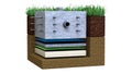 construction foundation scheme isolated, industrial 3d illustration