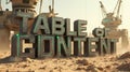 Industrial 3D Table of Content in Desert Scene Royalty Free Stock Photo