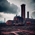 Industrial Decay. Industrial area in decay, with abandoned factories Royalty Free Stock Photo