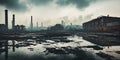 Industrial Decay. Industrial area in decay, with abandoned factories Royalty Free Stock Photo