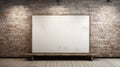 Industrial Design Framed Canvas With Wooden Bench And Brick Wall