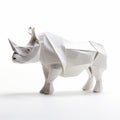 Industrial Design Inspired Paper White Rhino Sculpture