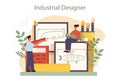 Industrial designer concept. Artist creating modern environment