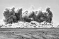 Dust clouds after the detonator blasting