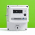 Industrial Digital Counter on a Vibrant Green Background Royalty Free Stock Photo