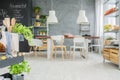 Industrial dining room with table Royalty Free Stock Photo