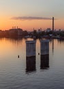 Industrial district of Kiev view from Rybalskii bridge Royalty Free Stock Photo