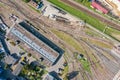 Industrial district with railroad and railway tracks. aerial view Royalty Free Stock Photo