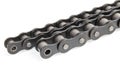 Industrial driving roller chain on white background