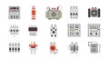 Industrial Electrical Components and Control Panels Vector Set Royalty Free Stock Photo