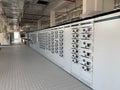 An industrial electrical control room of a power distribution system of an industrial facility. Royalty Free Stock Photo