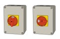 Industrial electrical rotary switch, on and off