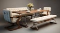 Industrial Elegance: 3d Rendering Of A Softly Organic Dining Table Set
