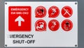 Industrial Emergency Shut-Off Control Panel Sign Royalty Free Stock Photo