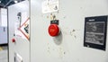 Industrial Emergency Stop Button on Control Panel Royalty Free Stock Photo