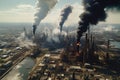 Industrial emissions in cities, concept of Urban pollution