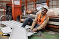 Industrial Engineer Worker Getting His Knee Injured From Metal Sheet