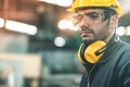 Industrial Engineers in Hard Hats.Work at the Heavy Industry Manufacturing Factory.industrial worker indoors in factory. man Royalty Free Stock Photo