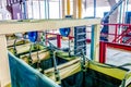 Industrial equipment at the factory in production hall close up