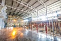 Industrial equipment at the factory in production hall close up