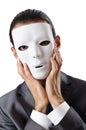 Industrial espionage concept - masked businessman Royalty Free Stock Photo