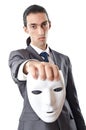Industrial espionage concept - masked businessman