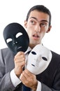 Industrial espionage concept - masked businessman