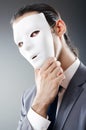 Industrial espionate concept - masked businessman Royalty Free Stock Photo