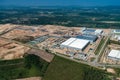 Industrial estate land development and construction aerial view Royalty Free Stock Photo