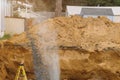 Industrial excavator for foundation building construction site, bucket details, dirt gravel Royalty Free Stock Photo