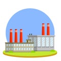 Cartoon flat illustration - factory building with pipes