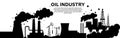 Industrial factories black silhouette background. Chemical, petrochemical or process industry