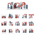 Industrial factories flat color icons