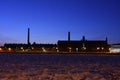 The industrial factories on river bank Neva.