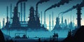 Industrial factories silhouette, created with Generative AI technology