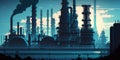 Industrial factories silhouette, created with Generative AI technology