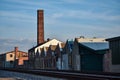 Industrial Factory with Brick Chimney Stack