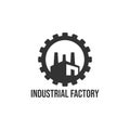 Industrial factory building flat logo design vector Royalty Free Stock Photo