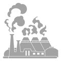 Industrial factory building. Silhouette nuclear power plant. Flat vector icon. Royalty Free Stock Photo