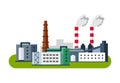 Industrial factory buildings icon. Factory Landscape. Vector flat illustration.