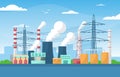 Industrial Factory Concept Manufacturing Building Facilities Area Landscape Flat Illustration Royalty Free Stock Photo