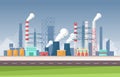 Industrial Factory Concept Manufacturing Building Facilities Area Landscape Flat Illustration Royalty Free Stock Photo