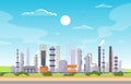 Industrial Factory Concept Manufacturing Building Facilities Area Landscape Flat Illustration Royalty Free Stock Photo