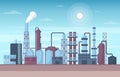 Industrial Factory Concept Manufacturing Building Facilities Area Landscape Flat Illustration Royalty Free Stock Photo