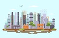 Industrial Factory Concept Manufacturing Building Facilities Area Landscape Flat Illustration Royalty Free Stock Photo